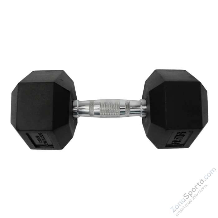 Набор гексагональных обрезиненных гантелей Bronze Gym 2,5-25 кг - 10 пар, шаг 2,5 кг