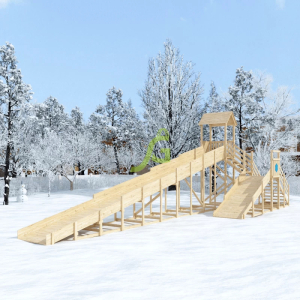 Зимняя деревянная горка IgraGrad Snow Fox 12 м с двумя скатами без окраски